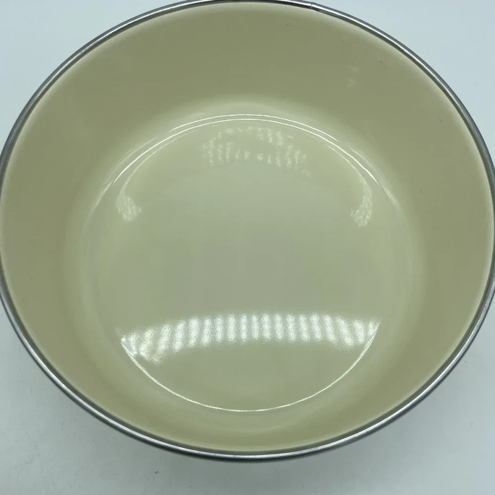 Pfaltzgraff Naturewood Set Of 2 Enamel Metal Nesting Storage Mixing Bowls No Lid
